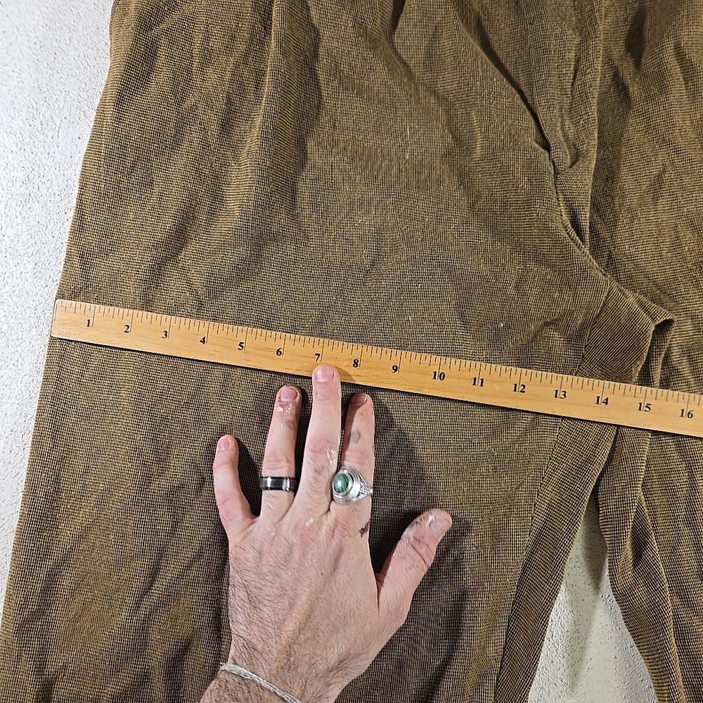 VTG Cosi L'Uomo‎ Mens 38 Brown Houndstooth Pleated Dress Pants Rayon Poly Baggy - Picture 4 of 9